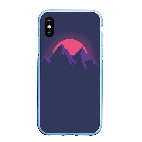 Чехол iPhone XS Max матовый Mountain sunset / 3D-Голубой – фото 1