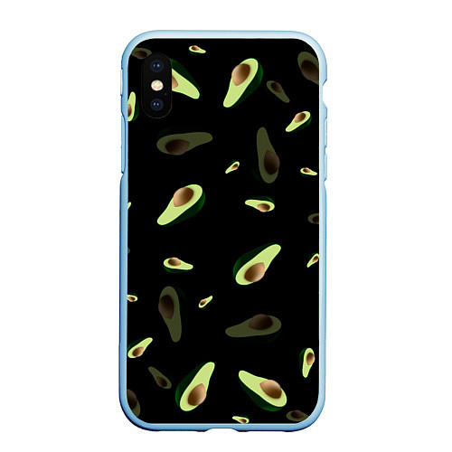 Чехол iPhone XS Max матовый Авокадо / 3D-Голубой – фото 1