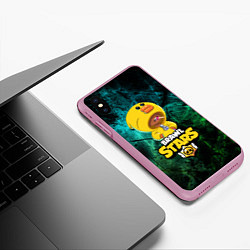 Чехол iPhone XS Max матовый Brawl Stars Leon Selly, цвет: 3D-розовый — фото 2