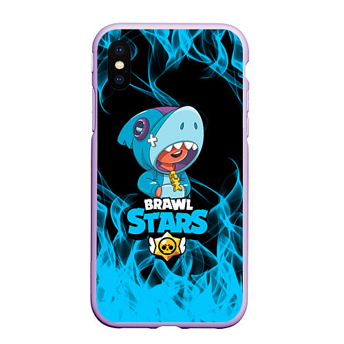 Чехол iPhone XS Max матовый BRAWL STARS LEON / 3D-Сиреневый – фото 1