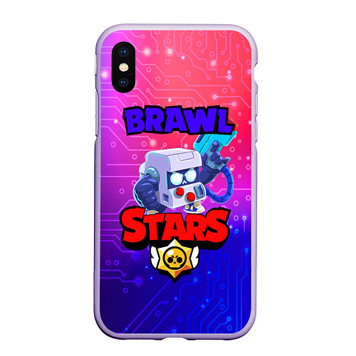 Чехол iPhone XS Max матовый Brawl Stars 8 BIT / 3D-Светло-сиреневый – фото 1