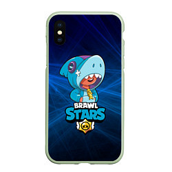 Чехол iPhone XS Max матовый Brawl stars leon shark, цвет: 3D-салатовый
