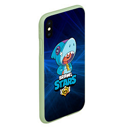 Чехол iPhone XS Max матовый Brawl stars leon shark, цвет: 3D-салатовый — фото 2