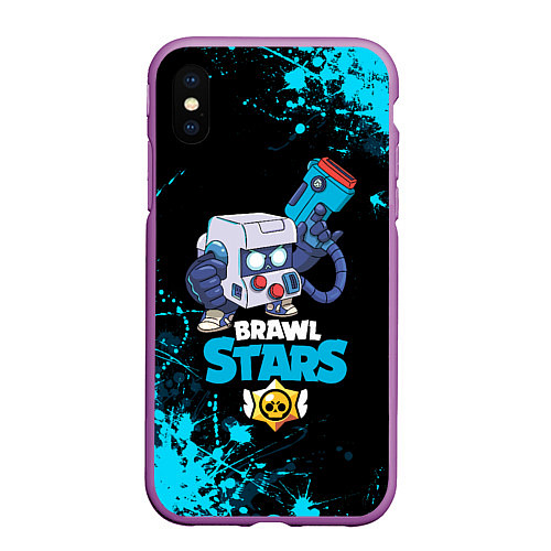 Чехол iPhone XS Max матовый BRAWL STARS 8-BIT / 3D-Фиолетовый – фото 1