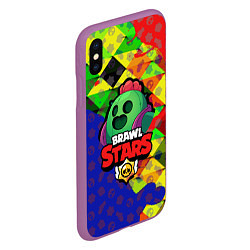 Чехол iPhone XS Max матовый BRAWL STARS SPIKE, цвет: 3D-фиолетовый — фото 2