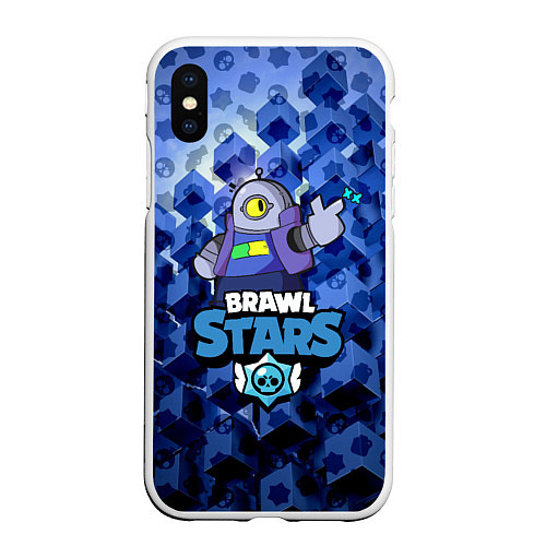 Чехол iPhone XS Max матовый BRAWL STARS RICOCHET / 3D-Белый – фото 1