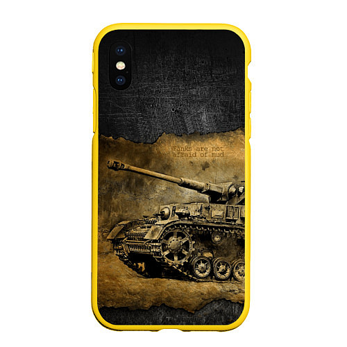 Чехол iPhone XS Max матовый Tanks are not afraid mud / 3D-Желтый – фото 1