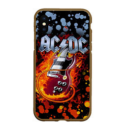 Чехол iPhone XS Max матовый ACDC, цвет: 3D-коричневый