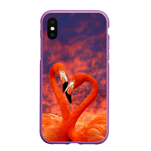 Чехол iPhone XS Max матовый Flamingo Love / 3D-Фиолетовый – фото 1