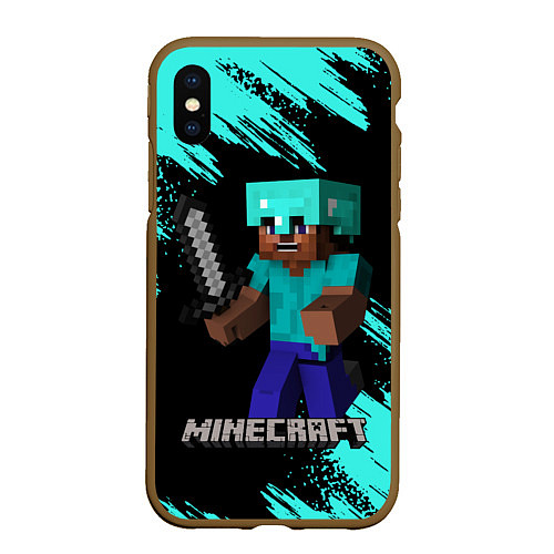 Чехол iPhone XS Max матовый MINECRAFT / 3D-Коричневый – фото 1