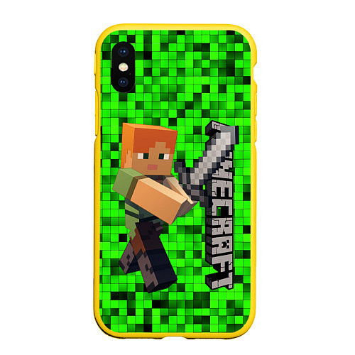 Чехол iPhone XS Max матовый MINECRAFT / 3D-Желтый – фото 1