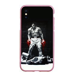 Чехол iPhone XS Max матовый Muhammad Ali, цвет: 3D-розовый