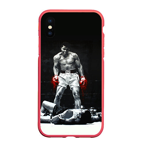 Чехол iPhone XS Max матовый Muhammad Ali / 3D-Красный – фото 1