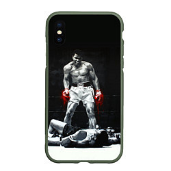 Чехол iPhone XS Max матовый Muhammad Ali, цвет: 3D-темно-зеленый