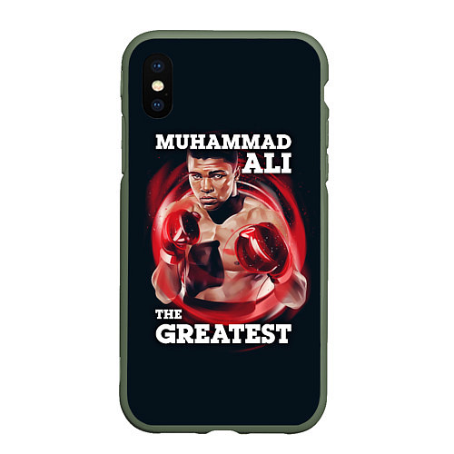 Чехол iPhone XS Max матовый Muhammad Ali / 3D-Темно-зеленый – фото 1