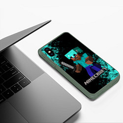 Чехол iPhone XS Max матовый MINECRAFT, цвет: 3D-темно-зеленый — фото 2