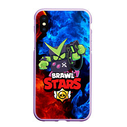 Чехол iPhone XS Max матовый BRAWL STARS VIRUS 8-BIT, цвет: 3D-сиреневый