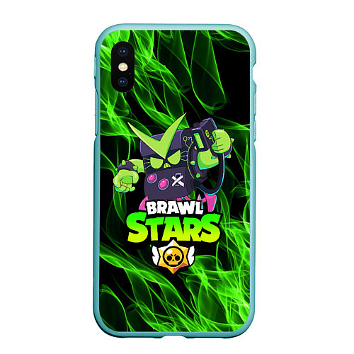 Чехол iPhone XS Max матовый BRAWL STARS VIRUS 8-BIT / 3D-Мятный – фото 1