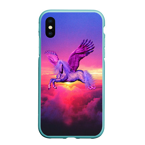 Чехол iPhone XS Max матовый Dusk Sky Horse / 3D-Мятный – фото 1