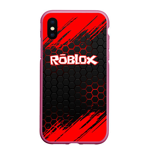 Чехол iPhone XS Max матовый ROBLOX / 3D-Малиновый – фото 1