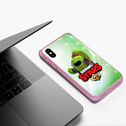 Чехол iPhone XS Max матовый Spike brawl stars, цвет: 3D-розовый — фото 2