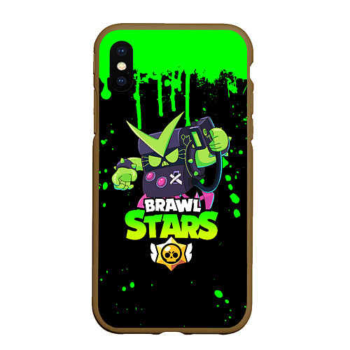 Чехол iPhone XS Max матовый BRAWL STARS VIRUS 8-BIT / 3D-Коричневый – фото 1