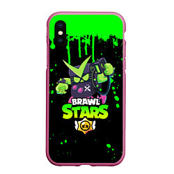 Чехол iPhone XS Max матовый BRAWL STARS VIRUS 8-BIT, цвет: 3D-малиновый