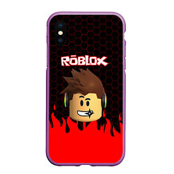 Чехол iPhone XS Max матовый ROBLOX, цвет: 3D-фиолетовый