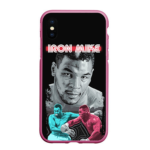 Чехол iPhone XS Max матовый Iron Mike / 3D-Малиновый – фото 1