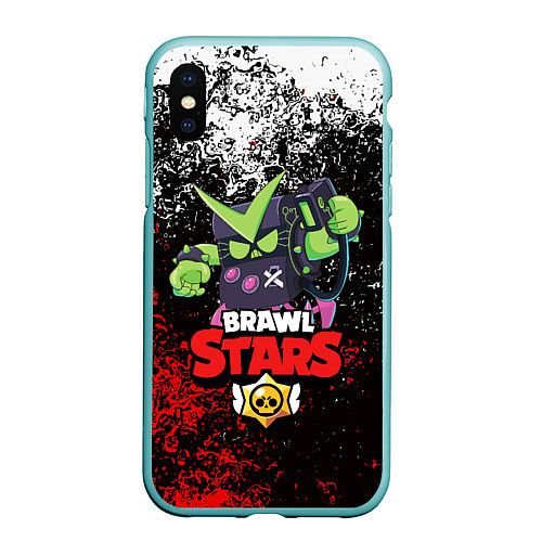 Чехол iPhone XS Max матовый BRAWL STARS VIRUS 8-BIT / 3D-Мятный – фото 1