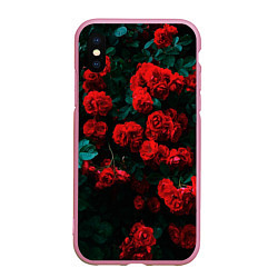 Чехол iPhone XS Max матовый Розы, цвет: 3D-розовый
