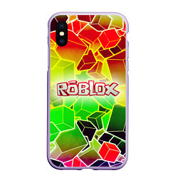 Чехол iPhone XS Max матовый Роблокс, цвет: 3D-светло-сиреневый