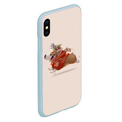 Чехол iPhone XS Max матовый КОРГИ И МЫШАТА, цвет: 3D-голубой — фото 2