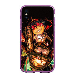 Чехол iPhone XS Max матовый Пламенная бригада пожарных, цвет: 3D-фиолетовый