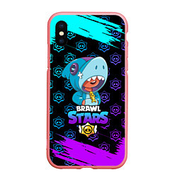 Чехол iPhone XS Max матовый Brawl stars leon shark, цвет: 3D-баблгам