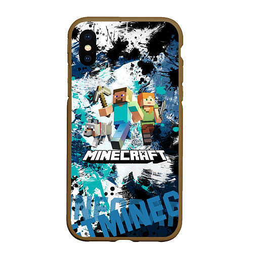 Чехол iPhone XS Max матовый Minecraft Майнкрафт / 3D-Коричневый – фото 1