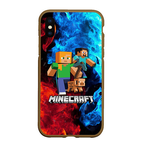 Чехол iPhone XS Max матовый Minecraft Майнкрафт / 3D-Коричневый – фото 1