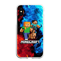 Чехол iPhone XS Max матовый Minecraft Майнкрафт, цвет: 3D-белый