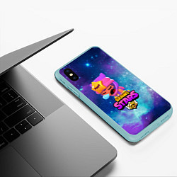 Чехол iPhone XS Max матовый BRAWL STARS SANDY, цвет: 3D-мятный — фото 2