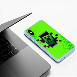 Чехол iPhone XS Max матовый MINECRAFT, цвет: 3D-голубой — фото 2