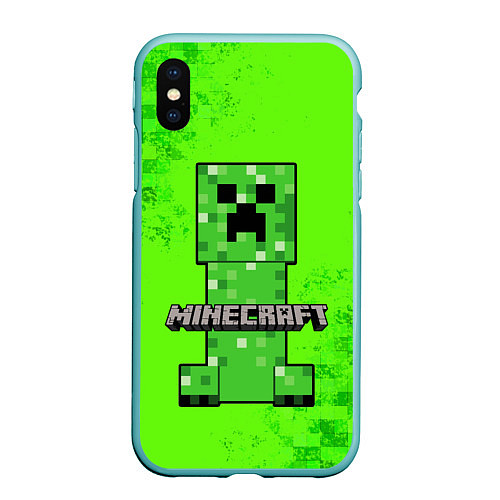 Чехол iPhone XS Max матовый MINECRAFT / 3D-Мятный – фото 1