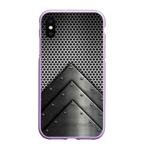 Чехол iPhone XS Max матовый Броня металлическая / 3D-Сиреневый – фото 1