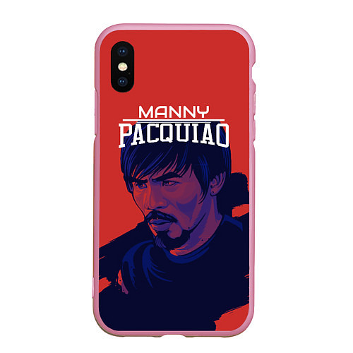 Чехол iPhone XS Max матовый Manny Pacquiao / 3D-Розовый – фото 1