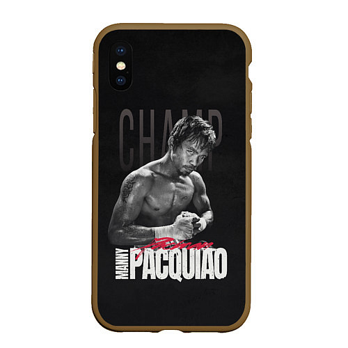 Чехол iPhone XS Max матовый Manny Pacquiao / 3D-Коричневый – фото 1