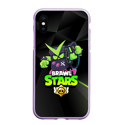 Чехол iPhone XS Max матовый BRAWL STARS VIRUS 8-BIT / 3D-Сиреневый – фото 1