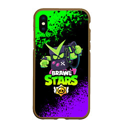 Чехол iPhone XS Max матовый BRAWL STARS VIRUS 8-BIT, цвет: 3D-коричневый