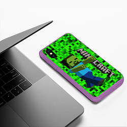 Чехол iPhone XS Max матовый MINECRAFT, цвет: 3D-фиолетовый — фото 2