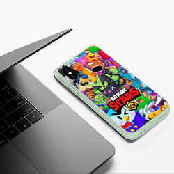 Чехол iPhone XS Max матовый BRAWL STARS VIRUS 8-BIT, цвет: 3D-салатовый — фото 2