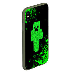 Чехол iPhone XS Max матовый MINECRAFT, цвет: 3D-темно-зеленый — фото 2