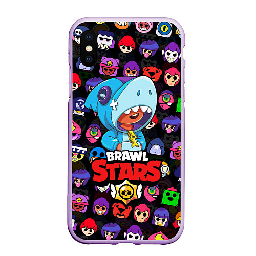 Чехол iPhone XS Max матовый BRAWL STARS LEON SHARK / 3D-Сиреневый – фото 1